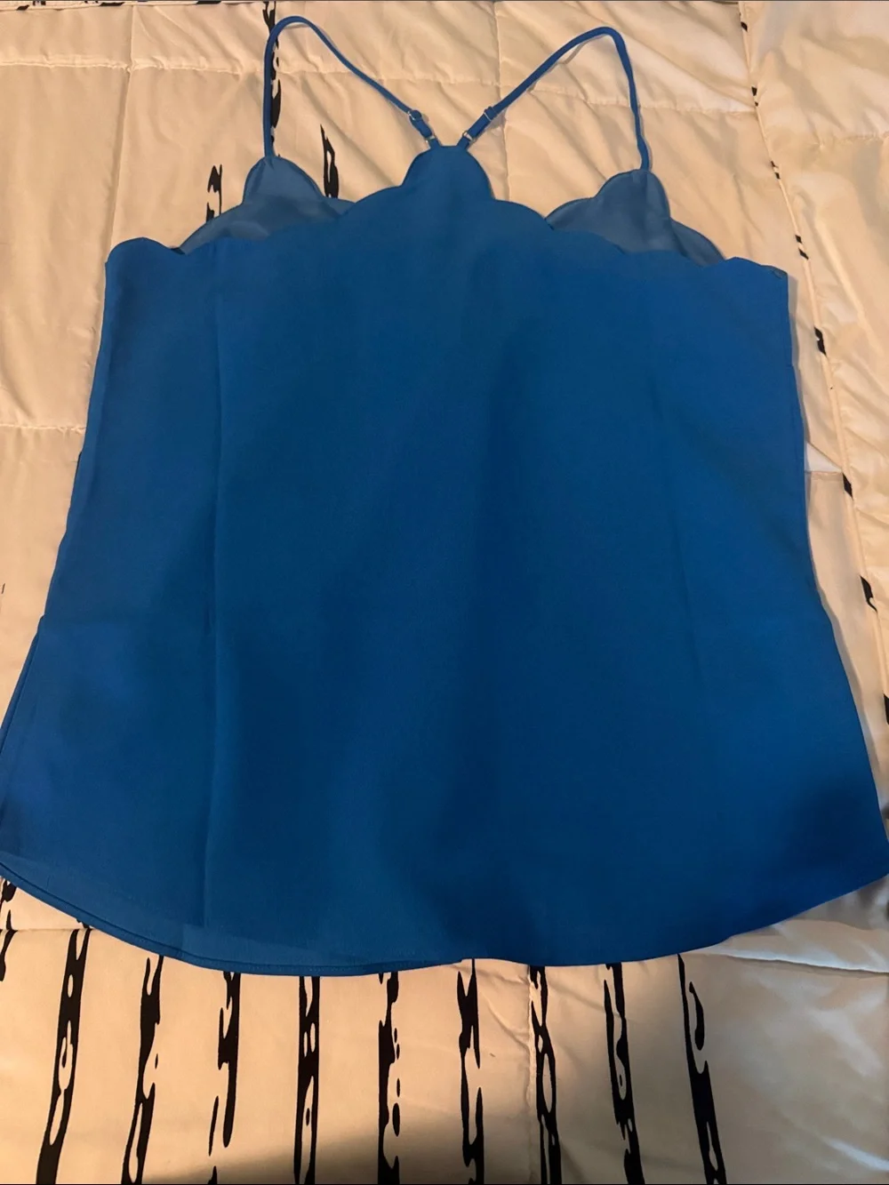 J. Crew Bright Blue Scalloped Cami Tank